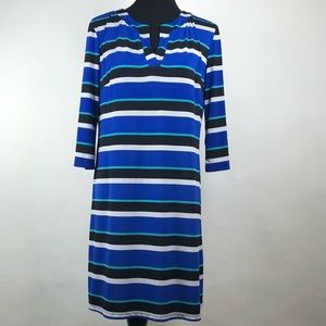 Roz & Ali Blue, Black & White Striped Dress Size 12
